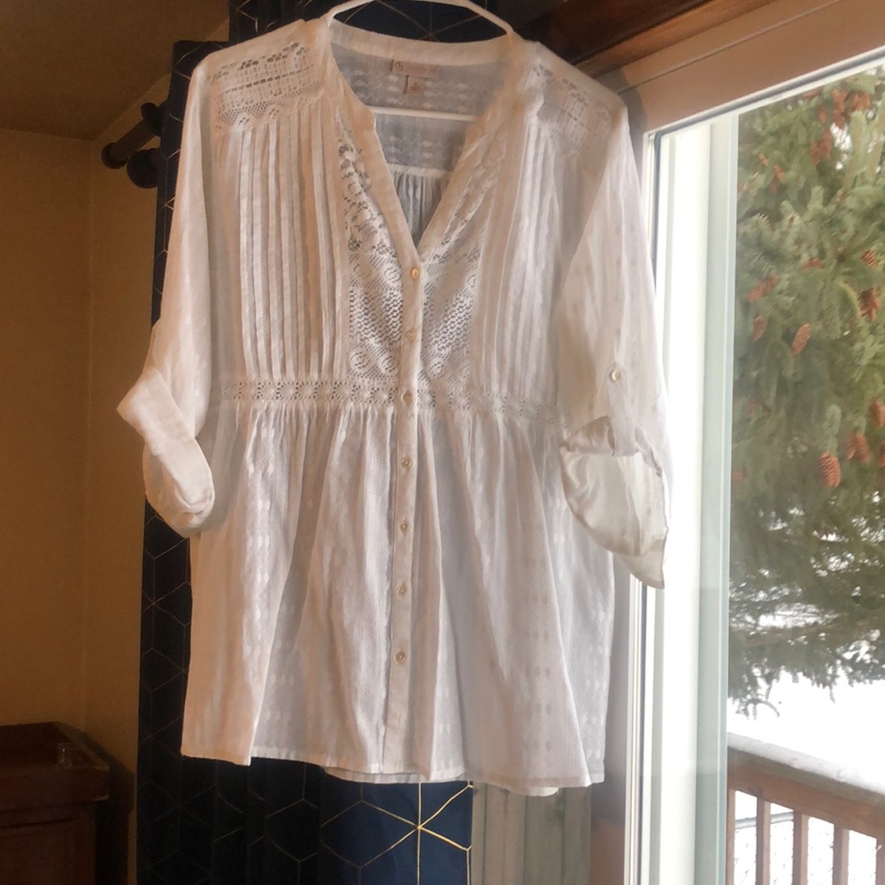 White Embroidered Lacy Blouse